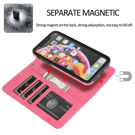 For iPhone XR KLT888-2 Retro 2 in 1 Detachable Magnetic Horizontal Flip TPU + PU Leather Case with Holder & Card Slots & Photo Frame & Wallet(Rose Red)-garmade.com