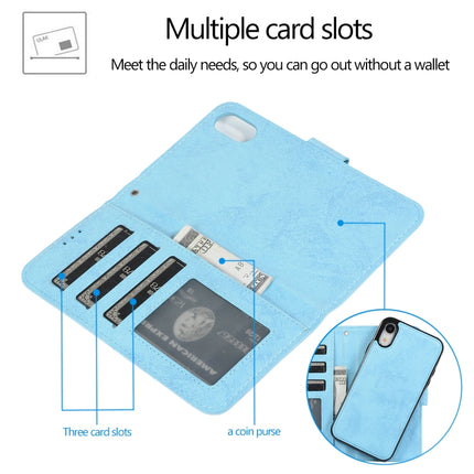 For iPhone XR KLT888-2 Retro 2 in 1 Detachable Magnetic Horizontal Flip TPU + PU Leather Case with Holder & Card Slots & Photo Frame & Wallet(Sky Blue)-garmade.com