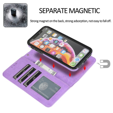 For iPhone XR KLT888-2 Retro 2 in 1 Detachable Magnetic Horizontal Flip TPU + PU Leather Case with Holder & Card Slots & Photo Frame & Wallet(Purple)-garmade.com