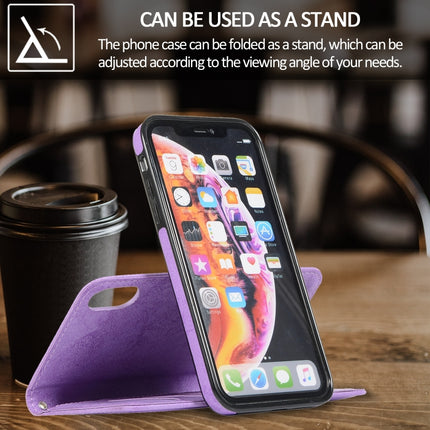 For iPhone XR KLT888-2 Retro 2 in 1 Detachable Magnetic Horizontal Flip TPU + PU Leather Case with Holder & Card Slots & Photo Frame & Wallet(Purple)-garmade.com