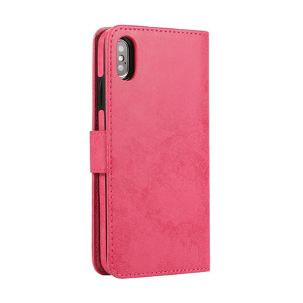 For iPhone XS Max KLT888-2 Retro 2 in 1 Detachable Magnetic Horizontal Flip TPU + PU Leather Case with Holder & Card Slots & Photo Frame & Wallet(Rose Red)-garmade.com
