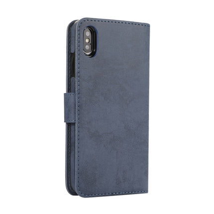 For iPhone XS Max KLT888-2 Retro 2 in 1 Detachable Magnetic Horizontal Flip TPU + PU Leather Case with Holder & Card Slots & Photo Frame & Wallet(Dark Blue)-garmade.com