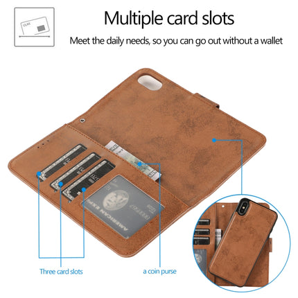 For iPhone XS Max KLT888-2 Retro 2 in 1 Detachable Magnetic Horizontal Flip TPU + PU Leather Case with Holder & Card Slots & Photo Frame & Wallet(Brown)-garmade.com