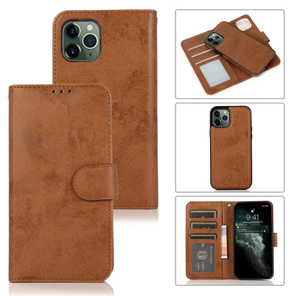 For iPhone 12 mini KLT888-2 Retro 2 in 1 Detachable Magnetic Horizontal Flip TPU + PU Leather Case with Holder & Card Slots & Photo Frame & Wallet(Brown)-garmade.com