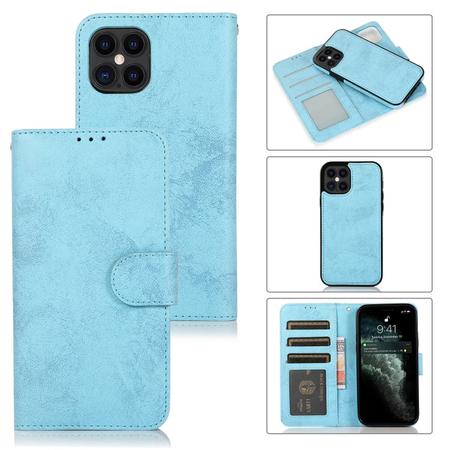 KLT888-2 Retro 2 in 1 Detachable Magnetic Horizontal Flip TPU + PU Leather Case with Holder & Card Slots & Photo Frame & Wallet(Sky Blue)-garmade.com