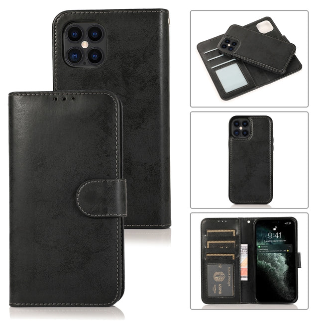 KLT888-2 Retro 2 in 1 Detachable Magnetic Horizontal Flip TPU + PU Leather Case with Holder & Card Slots & Photo Frame & Wallet(Black)-garmade.com