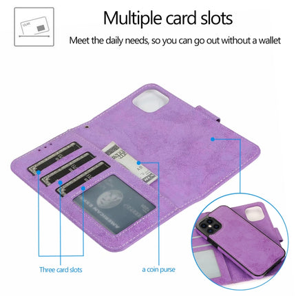 For iPhone 12 Pro Max KLT888-2 Retro 2 in 1 Detachable Magnetic Horizontal Flip TPU + PU Leather Case with Holder & Card Slots & Photo Frame & Wallet(Purple)-garmade.com