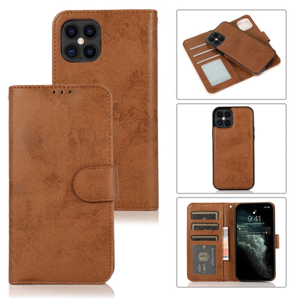 For iPhone 12 Pro Max KLT888-2 Retro 2 in 1 Detachable Magnetic Horizontal Flip TPU + PU Leather Case with Holder & Card Slots & Photo Frame & Wallet(Brown)-garmade.com