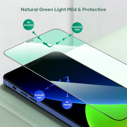 For iPhone 12 Pro Max ROCK 2.5D Green Light Eye Protection Anti-blue Light Full Screen Tempered Glass Film-garmade.com