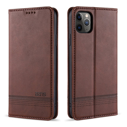 For iPhone 12 Pro Max AZNS Magnetic Calf Texture Horizontal Flip Leather Case with Card Slots & Holder & Wallet(Dark Brown)-garmade.com