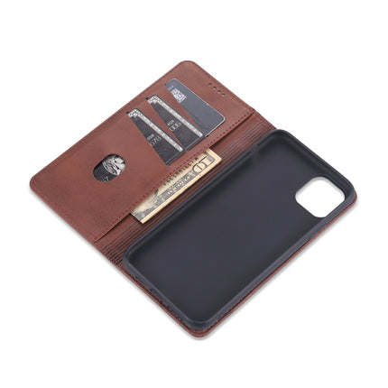 For iPhone 12 Pro Max AZNS Magnetic Calf Texture Horizontal Flip Leather Case with Card Slots & Holder & Wallet(Dark Brown)-garmade.com