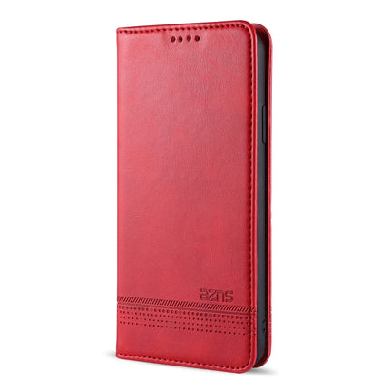 For iPhone 12 Pro Max AZNS Magnetic Calf Texture Horizontal Flip Leather Case with Card Slots & Holder & Wallet(Red)-garmade.com
