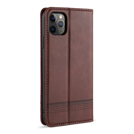 For iPhone 12 / 12 Pro AZNS Magnetic Calf Texture Horizontal Flip Leather Case with Card Slots & Holder & Wallet(Dark Brown)-garmade.com