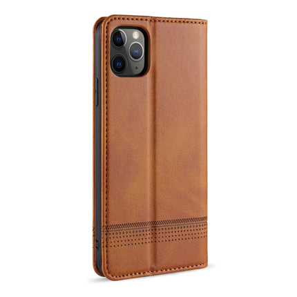 For iPhone 12 / 12 Pro AZNS Magnetic Calf Texture Horizontal Flip Leather Case with Card Slots & Holder & Wallet(Light Brown)-garmade.com