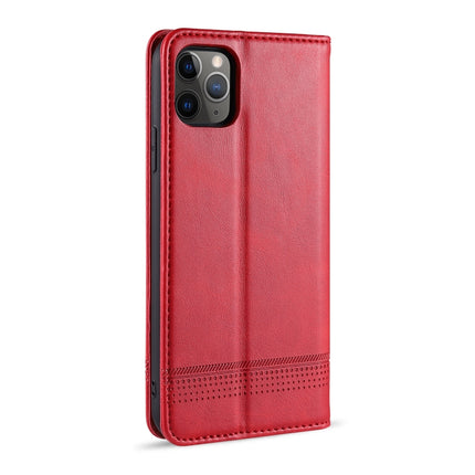 For iPhone 12 / 12 Pro AZNS Magnetic Calf Texture Horizontal Flip Leather Case with Card Slots & Holder & Wallet(Red)-garmade.com