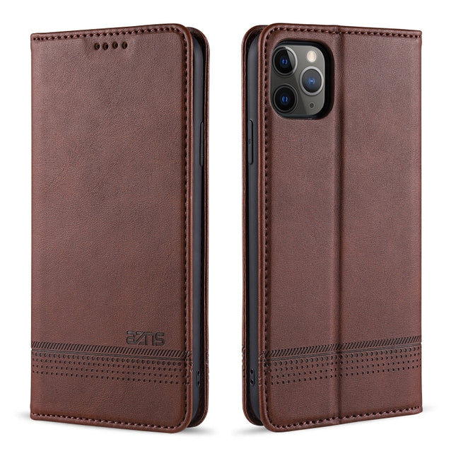 For iPhone 11 Pro AZNS Magnetic Calf Texture Horizontal Flip Leather Case with Card Slots & Holder & Wallet(Dark Brown)-garmade.com