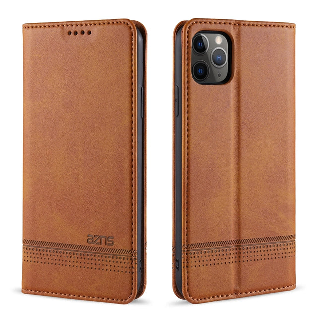 For iPhone 11 Pro AZNS Magnetic Calf Texture Horizontal Flip Leather Case with Card Slots & Holder & Wallet(Light Brown)-garmade.com