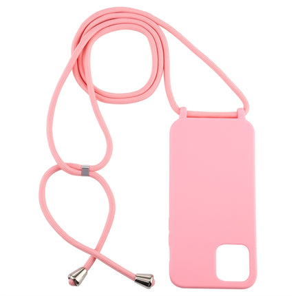 For iPhone 12 / 12 Pro Candy Colors TPU Protective Case with Lanyard(Pink)-garmade.com