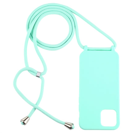 For iPhone 12 / 12 Pro Candy Colors TPU Protective Case with Lanyard(Mint Green)-garmade.com