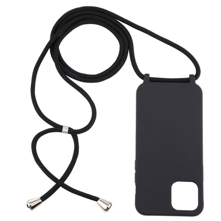 For iPhone 12 Pro Max Candy Colors TPU Protective Case with Lanyard(Black)-garmade.com