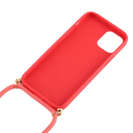 For iPhone 12 / 12 Pro Wheat TPU Protective Case with Lanyard(Red)-garmade.com
