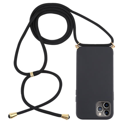 For iPhone 12 / 12 Pro Wheat TPU Protective Case with Lanyard(Black)-garmade.com