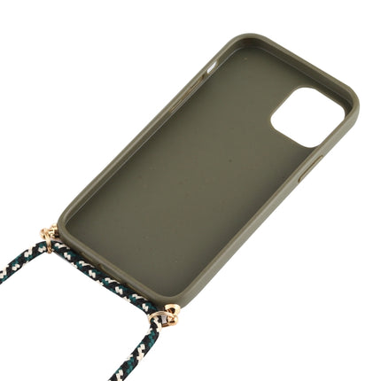 For iPhone 12 / 12 Pro Wheat TPU Protective Case with Lanyard(Dark Green)-garmade.com