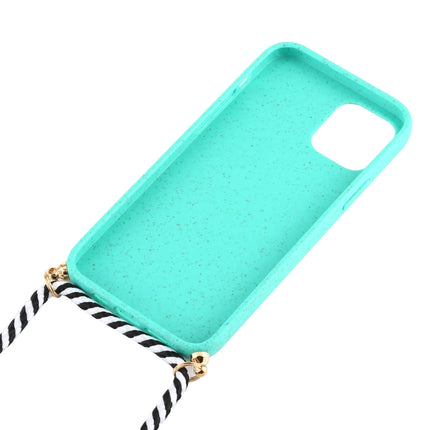 For iPhone 12 / 12 Pro Wheat TPU Protective Case with Lanyard(Mint Green)-garmade.com