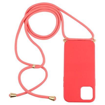 For iPhone 12 Pro Max Wheat TPU Protective Case with Lanyard(Red)-garmade.com