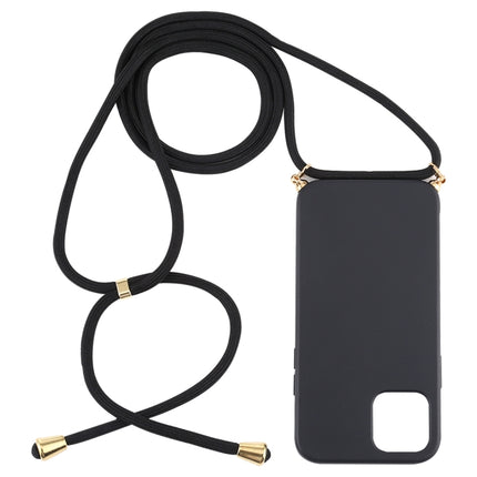 For iPhone 12 Pro Max Wheat TPU Protective Case with Lanyard(Black)-garmade.com