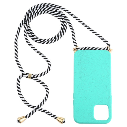 For iPhone 12 Pro Max Wheat TPU Protective Case with Lanyard(Mint Green)-garmade.com