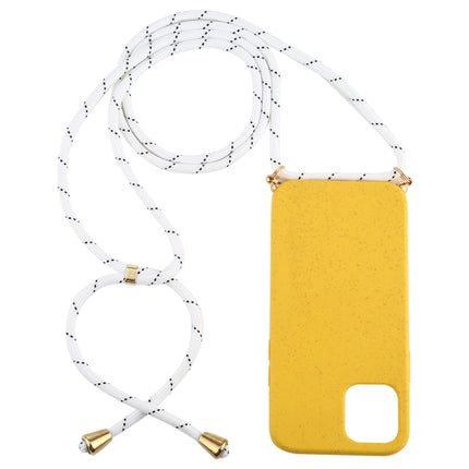 For iPhone 12 Pro Max Wheat TPU Protective Case with Lanyard(Yellow)-garmade.com