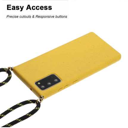 For Samsung Galaxy Note20 Wheat Straw Material + TPU Protective Case with Lanyard(Yellow)-garmade.com