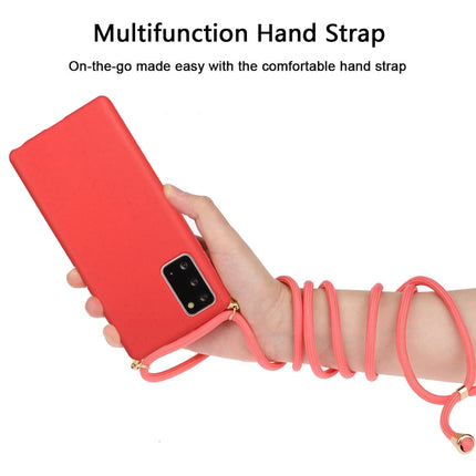 For Samsung Galaxy Note20 Wheat Straw Material + TPU Protective Case with Lanyard(Red)-garmade.com