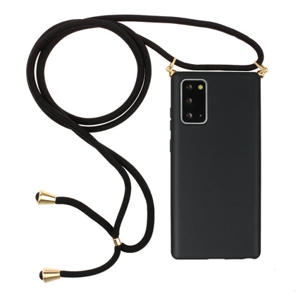 For Samsung Galaxy Note20 Wheat Straw Material + TPU Protective Case with Lanyard(Black)-garmade.com