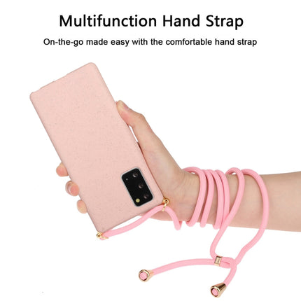 For Samsung Galaxy Note20 Wheat Straw Material + TPU Protective Case with Lanyard(Pink)-garmade.com