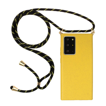 For Samsung Galaxy Note20 Ultra Wheat Straw Material + TPU Protective Case with Lanyard(Yellow)-garmade.com