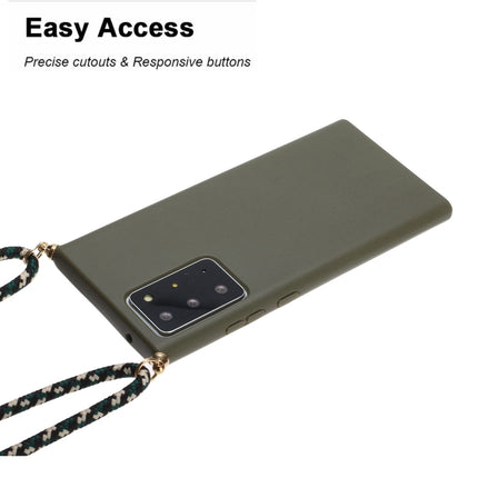 For Samsung Galaxy Note20 Ultra Wheat Straw Material + TPU Protective Case with Lanyard(Army Green)-garmade.com