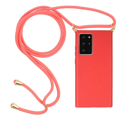 For Samsung Galaxy Note20 Ultra Wheat Straw Material + TPU Protective Case with Lanyard(Red)-garmade.com