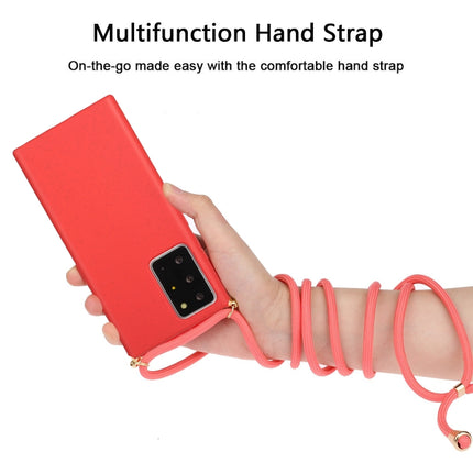 For Samsung Galaxy Note20 Ultra Wheat Straw Material + TPU Protective Case with Lanyard(Red)-garmade.com