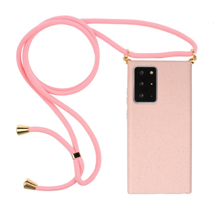 For Samsung Galaxy Note20 Ultra Wheat Straw Material + TPU Protective Case with Lanyard(Pink)-garmade.com