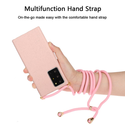 For Samsung Galaxy Note20 Ultra Wheat Straw Material + TPU Protective Case with Lanyard(Pink)-garmade.com