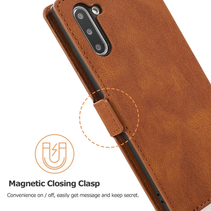For Samsung Galaxy Note 10 Retro Magnetic Closing Clasp Horizontal Flip Leather Case with Holder & Card Slots & Photo Frame & Wallet(Brown)-garmade.com