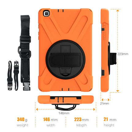 For Samsung Tab A 8.0(2019) T290 / T295 Shockproof Colorful Silicone + PC Protective Case with Holder & Hand Grip Strap(Orange)-garmade.com