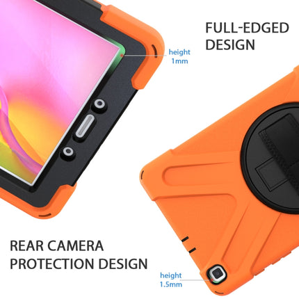 For Samsung Tab A 8.0(2019) T290 / T295 Shockproof Colorful Silicone + PC Protective Case with Holder & Hand Grip Strap(Orange)-garmade.com