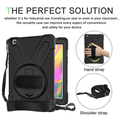 For Samsung Tab A 8.0(2019) T290 / T295 Shockproof Colorful Silicone + PC Protective Case with Holder & Hand Grip Strap(Black)-garmade.com