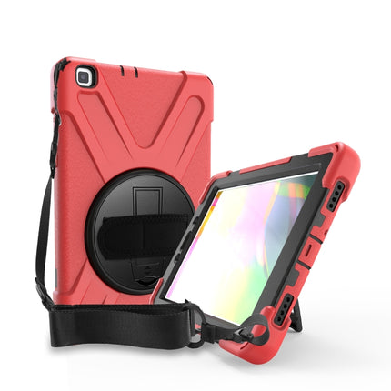 For Samsung Tab A 8.0(2019) T290 / T295 Shockproof Colorful Silicone + PC Protective Case with Holder & Hand Grip Strap(Red)-garmade.com