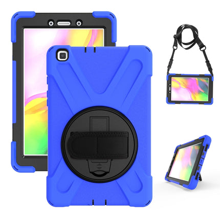For Samsung Tab A 8.0(2019) T290 / T295 Shockproof Colorful Silicone + PC Protective Case with Holder & Hand Grip Strap(Blue)-garmade.com
