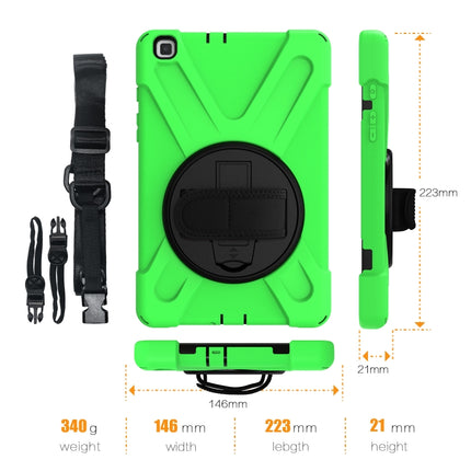 For Samsung Tab A 8.0(2019) T290 / T295 Shockproof Colorful Silicone + PC Protective Case with Holder & Hand Grip Strap(Green)-garmade.com