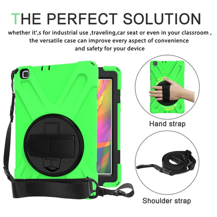 For Samsung Tab A 8.0(2019) T290 / T295 Shockproof Colorful Silicone + PC Protective Case with Holder & Hand Grip Strap(Green)-garmade.com